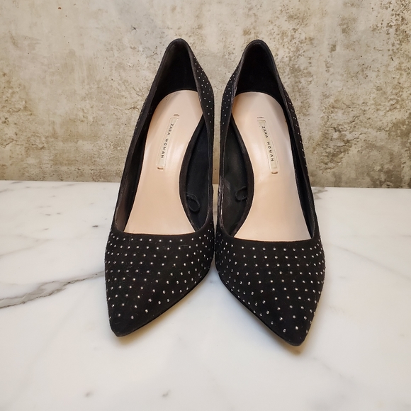 ZARA Black & Silver Stiletto Heels / Size 38 - Picture 2 of 5